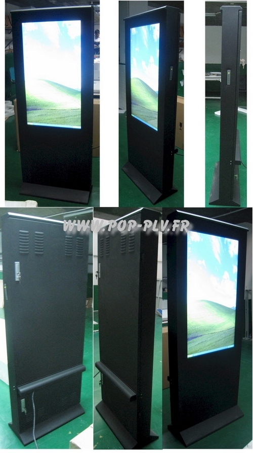 écran publicitaire - totems avec grandes dalles d'écrans LCD   borne avec ecran tactile 40 pouces