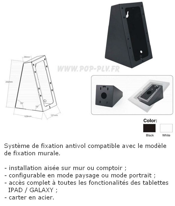 supports tablette  Supports Ipad 2/3/4 et Galaxy 10,1 pouces fixation 5 650x800